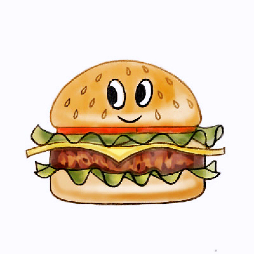 美食漢堡插画