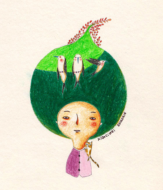 春天是绿色、是黄色、是小鸟色,也是多彩的。