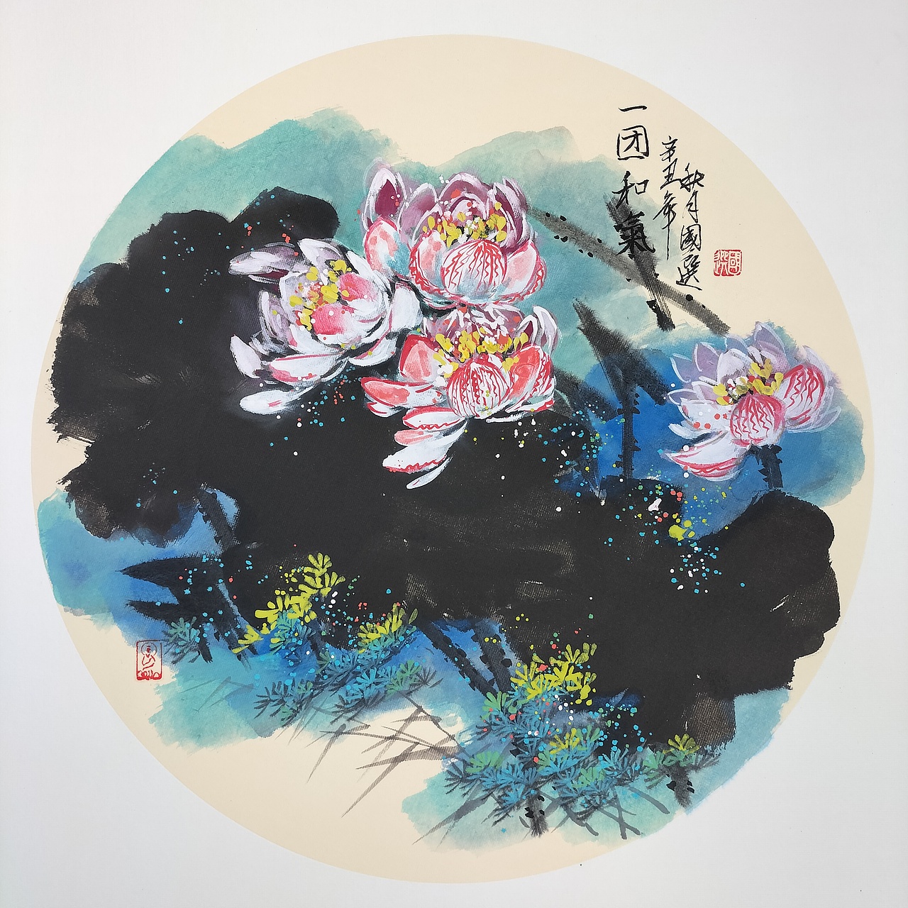 泼彩荷花系列作品