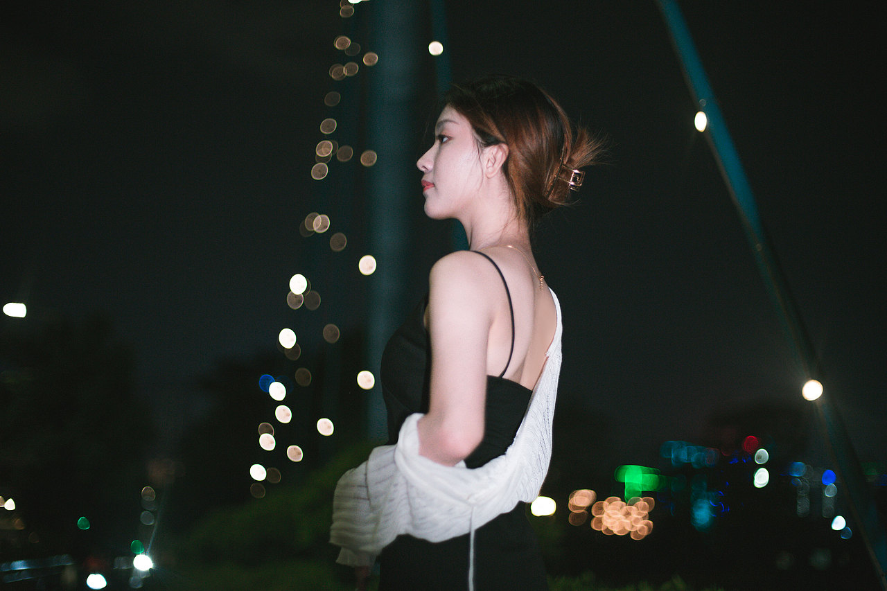 夜景人像写真 隧道风