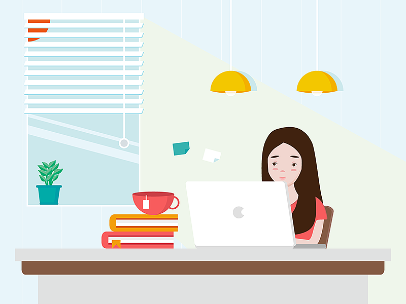 工作达人妹纸——学习配色Dribbble插画临摹