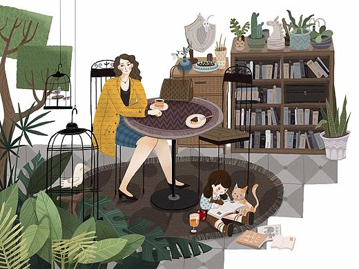 与鱼YUYU原创：植物咖啡馆——一杯卡布奇诺的下午