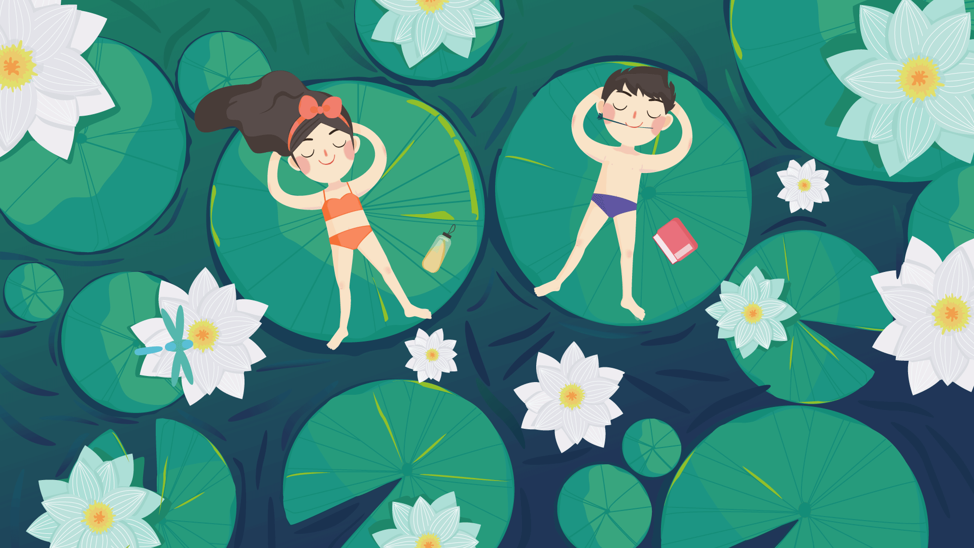 荷塘里的小朋友-临摹