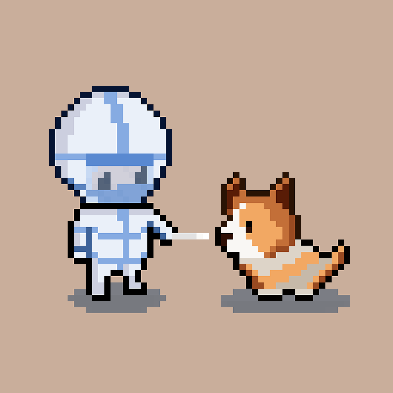 像素画┃大白给柯基做核酸咯