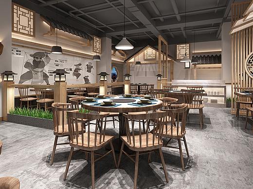 郑州潮汕牛肉火锅店装修设计案例_京创装饰