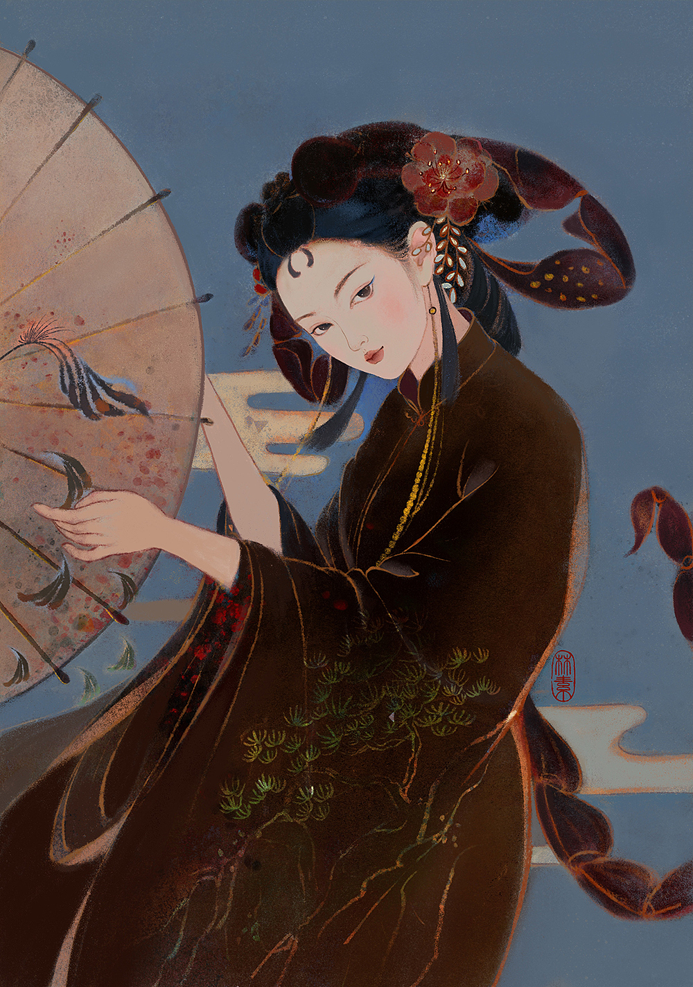 十二星座壁画风之【天蝎座】（图ZMjc0NDkyNzgw） - 创作习作 - 站酷设计师鹤之宋原创素材 - 站酷ZCOOL
