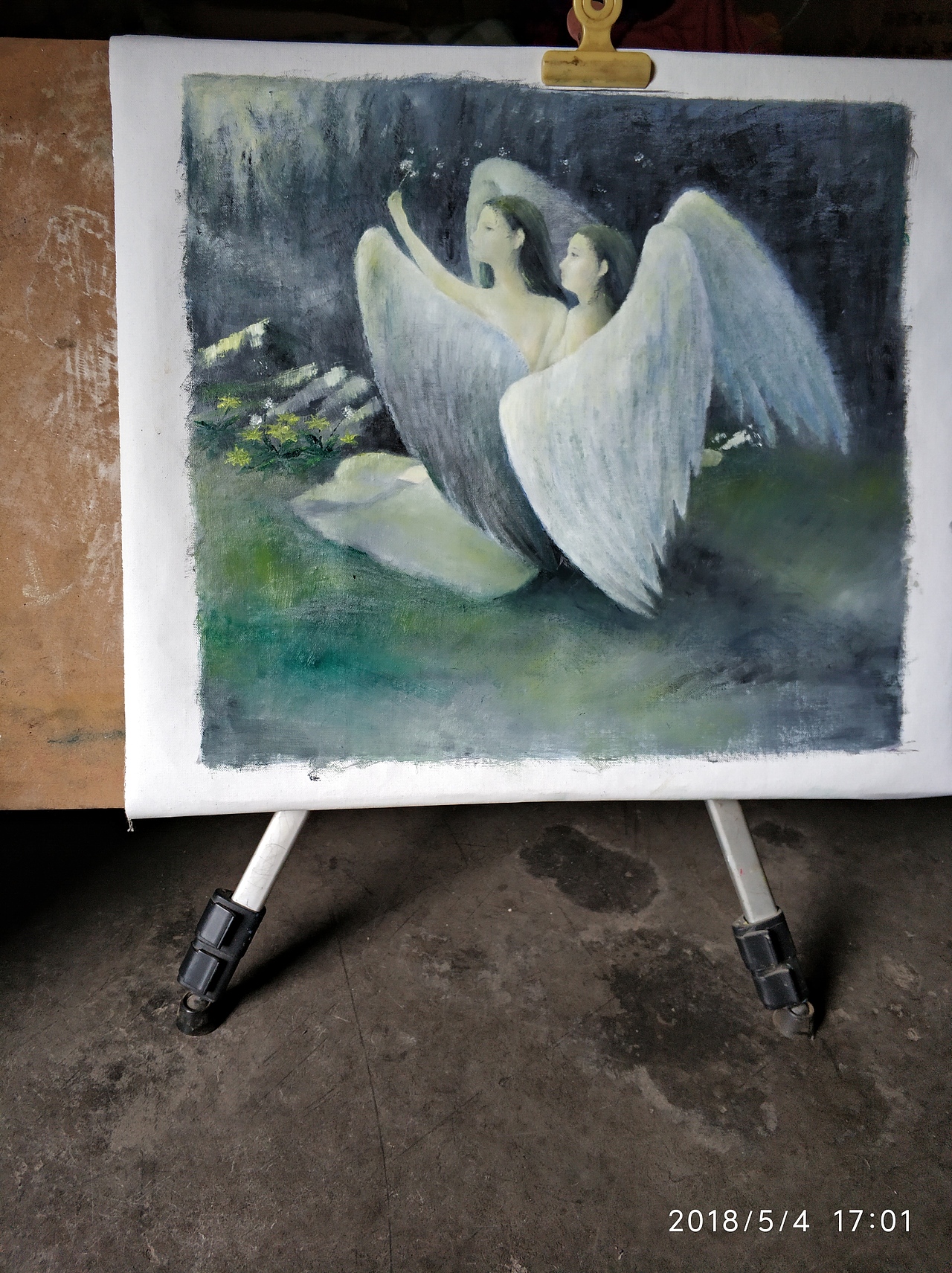 油画黑天使和白天使