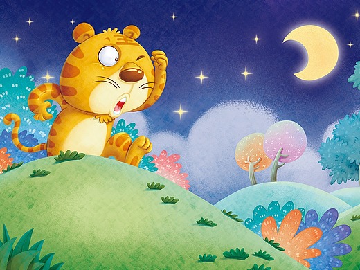 老虎和柿饼插画-儿童插画209053年前一个小绘本插画-绘本19023年前