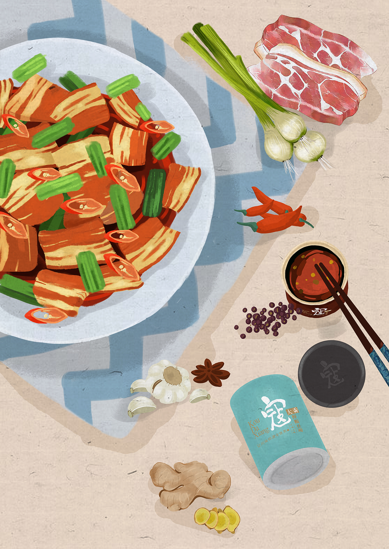 四川 川菜插画 12月台历插画（图ZMTQ4Mzk5NzEy） - 商业插画 - 站酷设计师Mis陈大欣原创素材 - 站酷ZCOOL