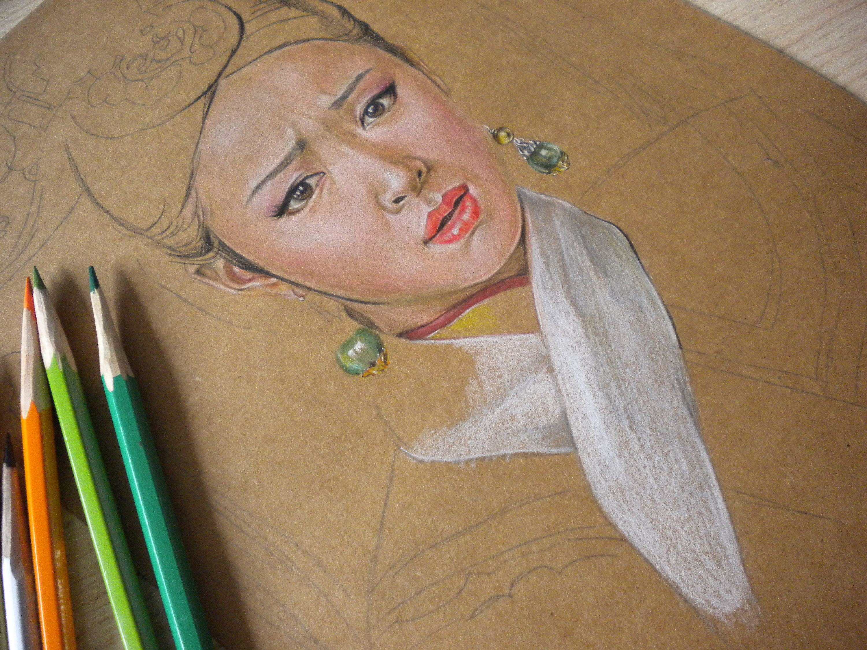 超写实素描肖像画彩铅手绘人物