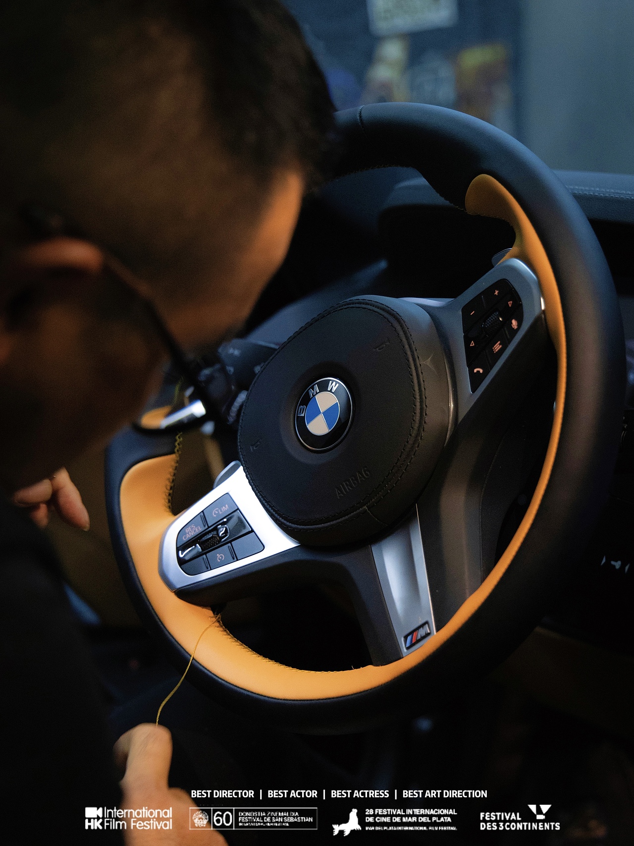 宝马5系定制方向盘套拍摄