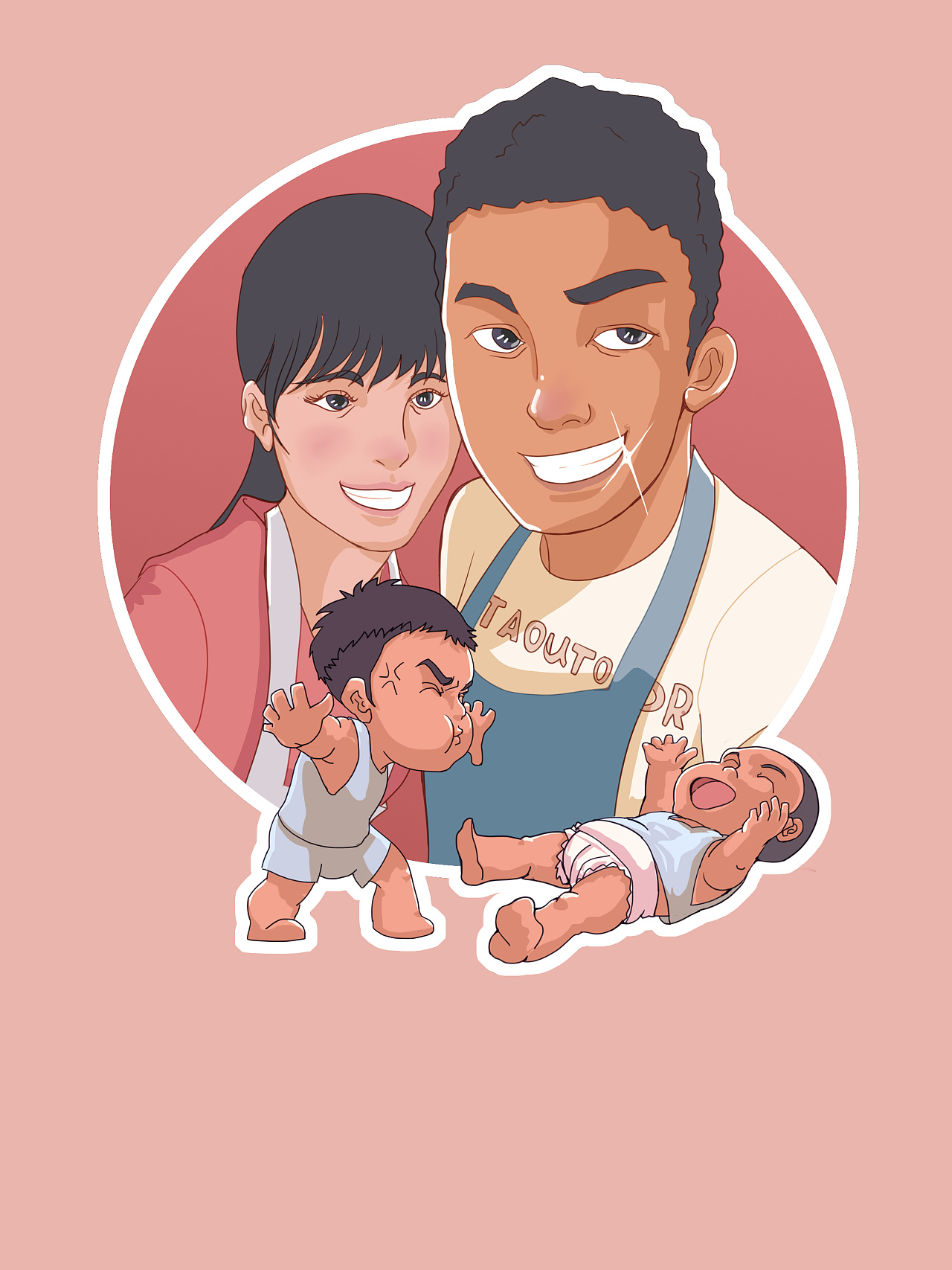 一家四口练习|插画|创作习作|凯风自南1987 - 原创作品 - 站酷 (zcool