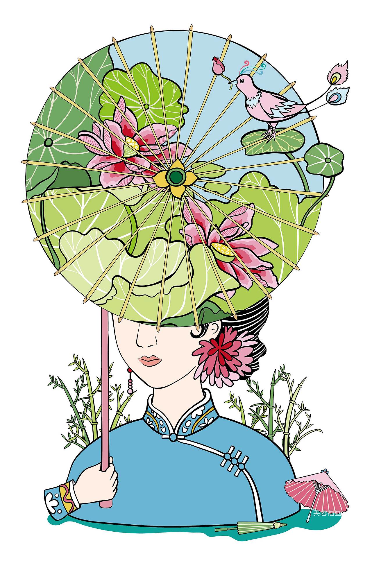 一切都隐匿在一柄油纸伞之中:撑开,烟雨且朦胧;合上,是和风谐丽日.