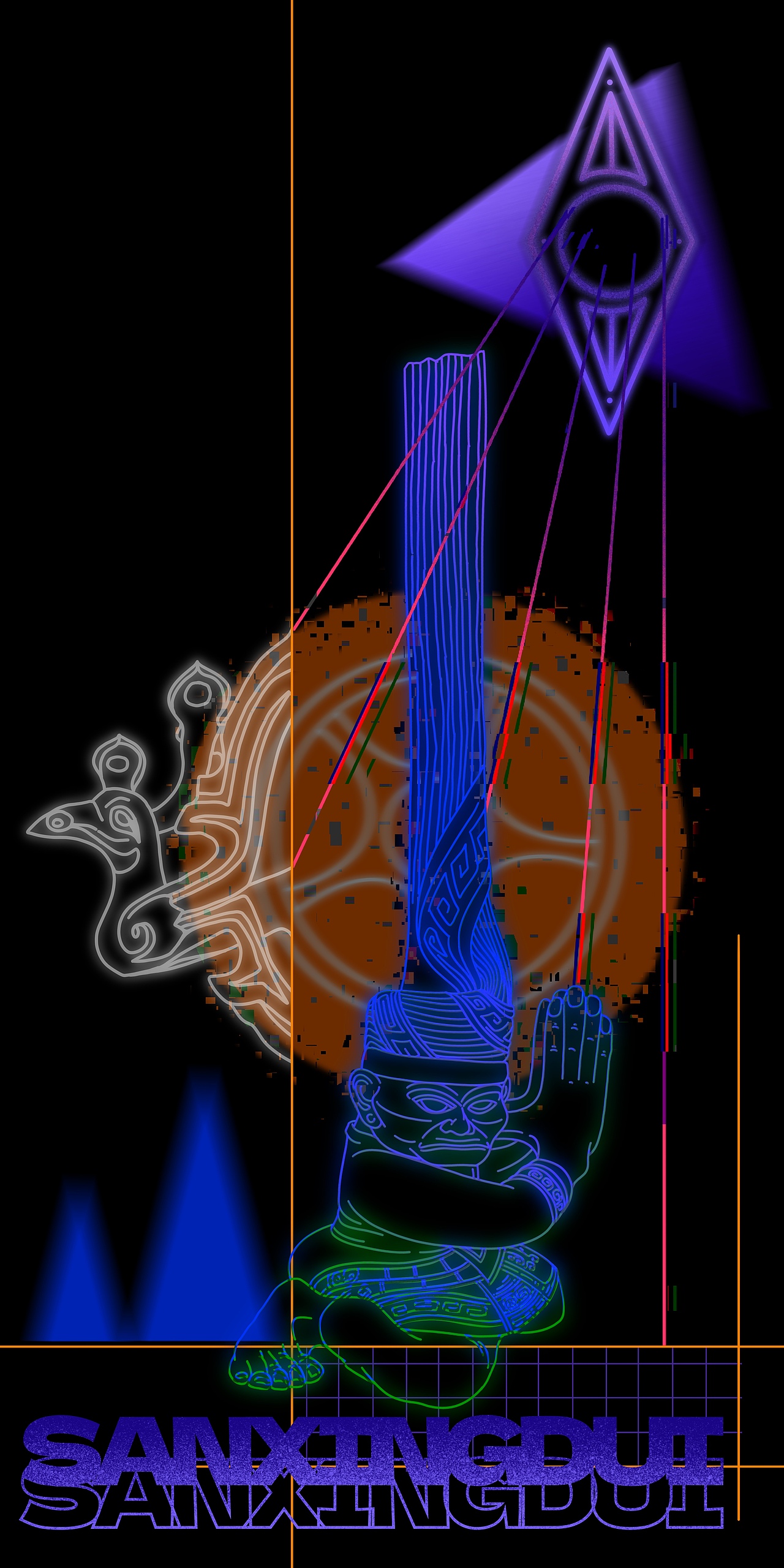 赛博文物 | 三星堆的外星联想（图ZMzUwMDkzMjMy） - 新锐潮流插画 - 站酷设计师你别在墙上乱画原创素材 - 站酷ZCOOL