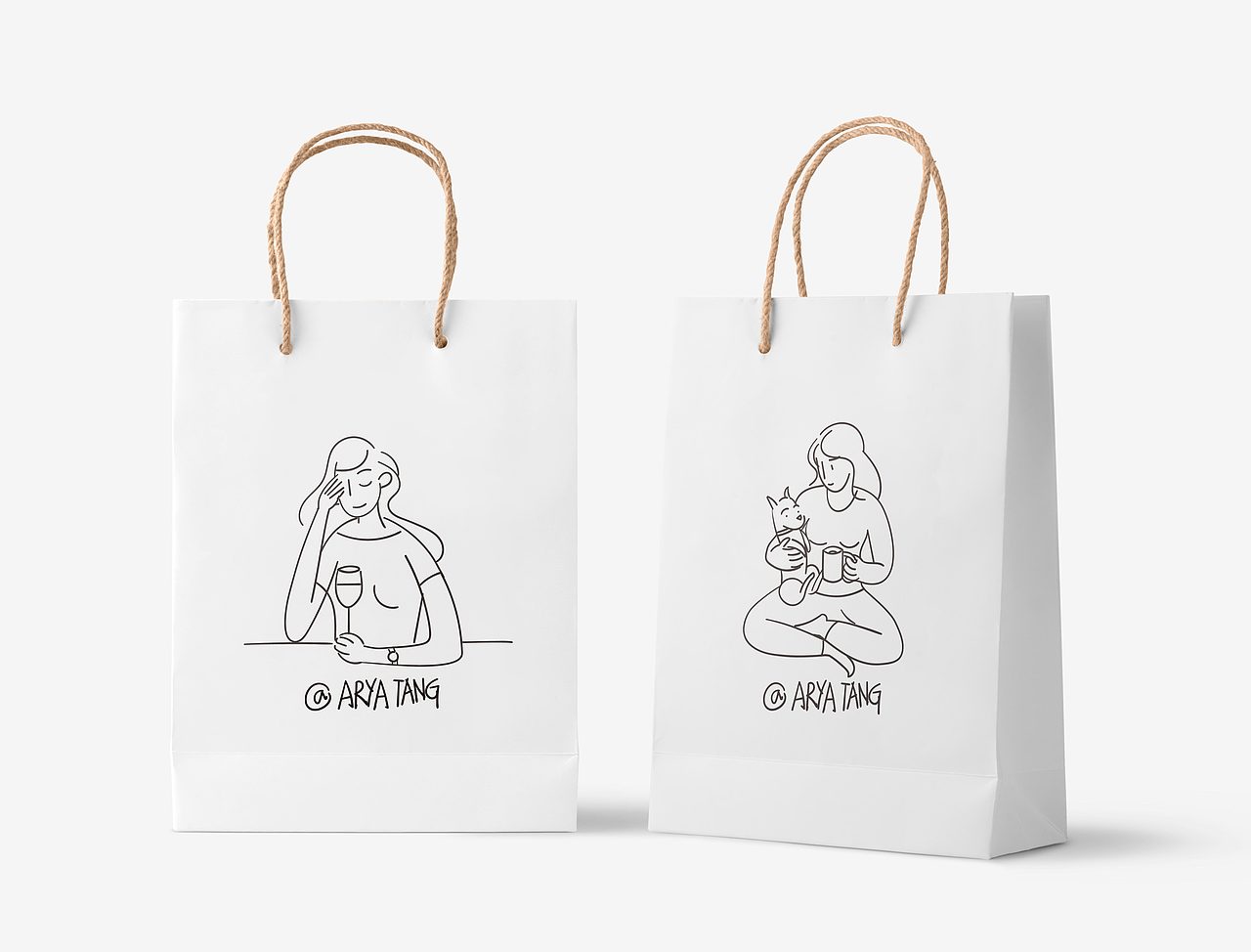 复古女孩黑白线条风插画(9p)