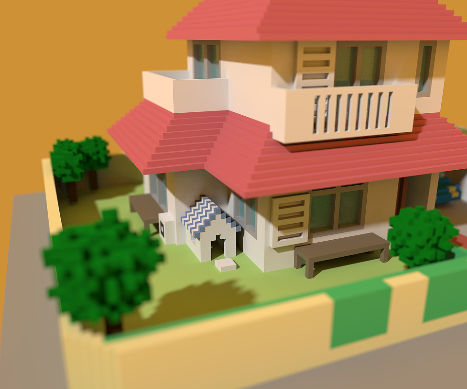 MagicaVoxel小练习:野原新之助的家