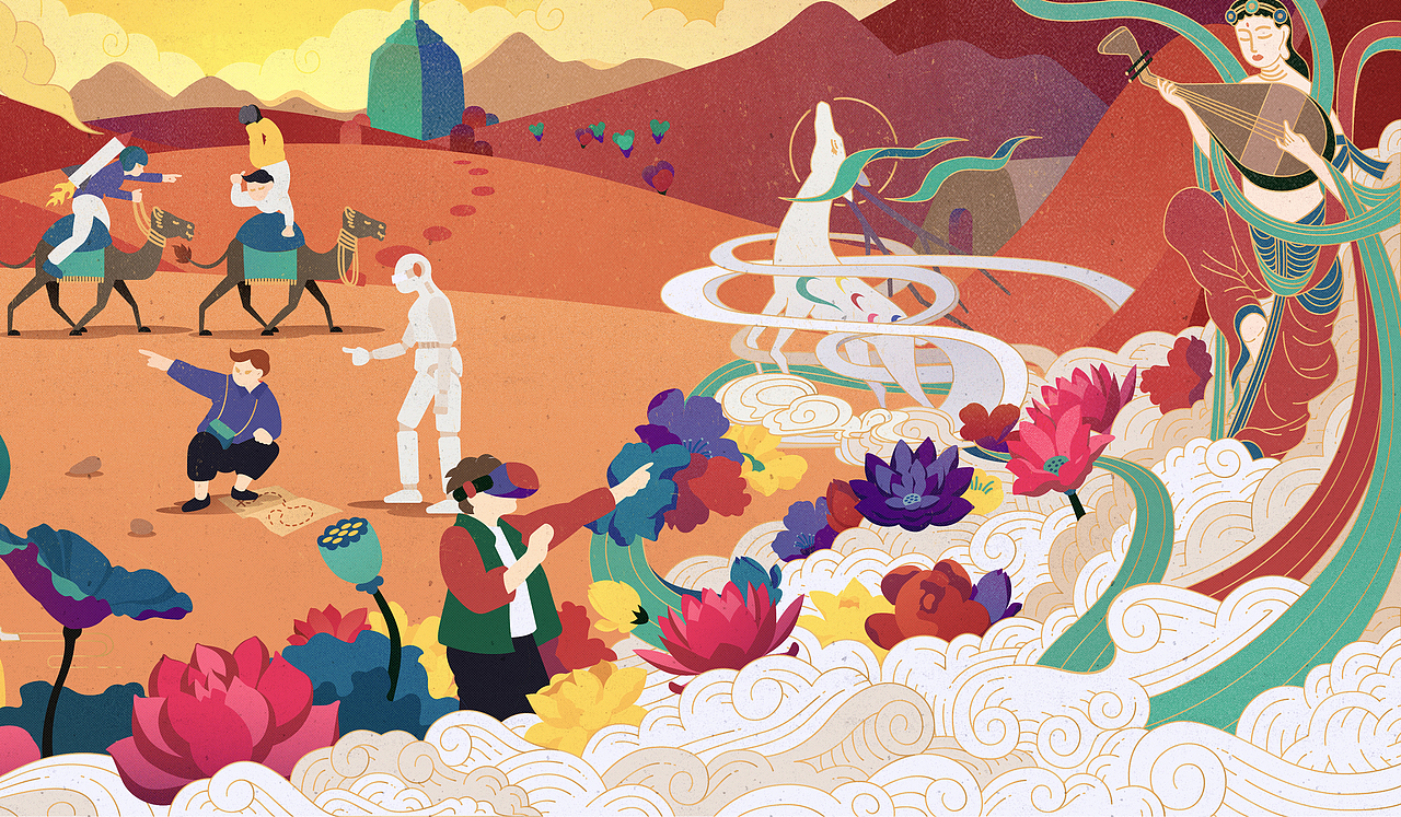 腾讯“中国传统游戏探索之旅”主题插画kv制作（图ZMTE5NTQzNDcy） - 商业插画 - 站酷设计师武减武文化创意原创素材 - 站酷ZCOOL