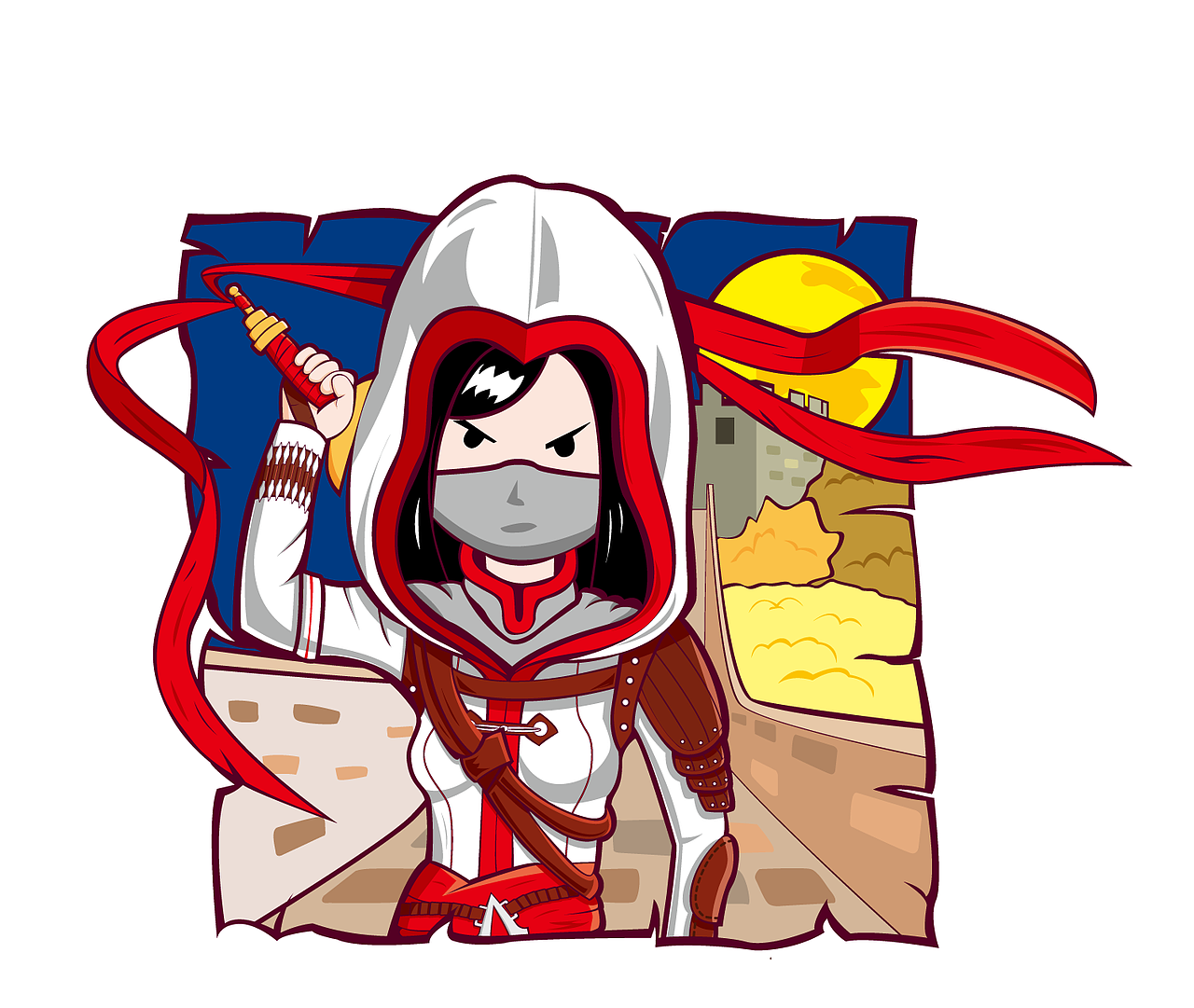 ai插画练习-女刺客一枚（图ZNjQ5MzAyMjg=） - 创作习作 - 站酷设计师柠宁橙澄原创素材 - 站酷ZCOOL