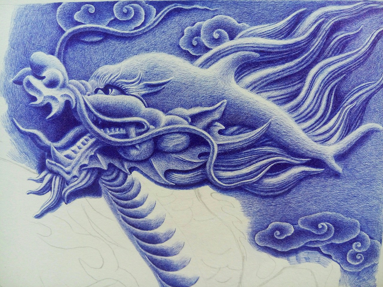 圆珠笔画-四灵之一麒麟~附步骤图（图ZNzE3MTg0MzI=） - 创作习作 - 站酷设计师Faine6原创素材 - 站酷ZCOOL