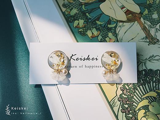 树脂手作⎡ 秋日幻想 ⎦之四 vintage 干花 耳饰