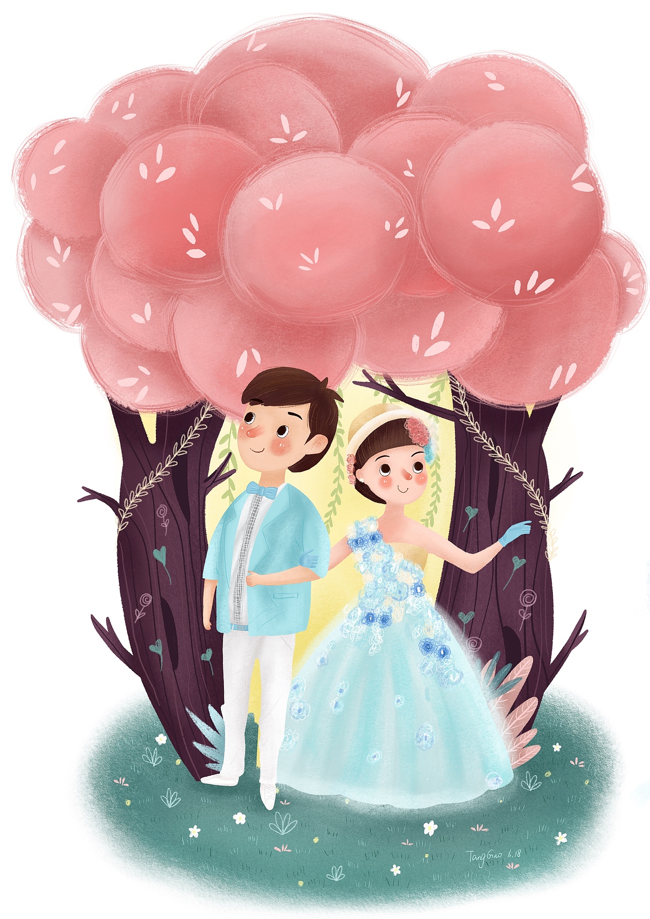 结婚快乐（图ZMTE4NzQyNDY0） - 儿童插画 - 站酷设计师糖果酱Tracy原创素材 - 站酷ZCOOL