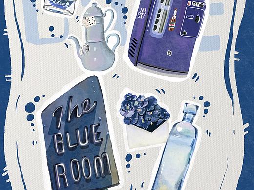 蓝色小物ipad绘画