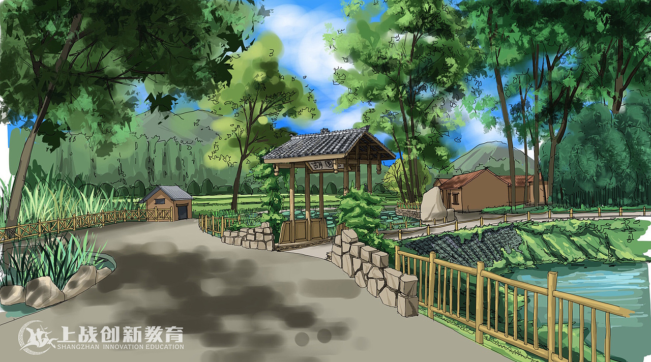 【上戰(zhàn)手繪作品分享】曾遼老師ipad園林景觀圖（二）（圖ZMTk2MjQzMDY0） - 景觀設計 - 站酷設計師上戰(zhàn)創(chuàng)意手繪原創(chuàng)素材 - 站酷ZCOOL