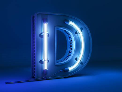 C4D字体教程 灯管字体设计