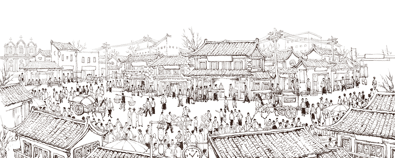 海荣锅贴连锁店民国墙画