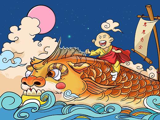 佛教内容板绘插画