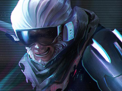 英雄联盟灵能特工孙悟空同人插画