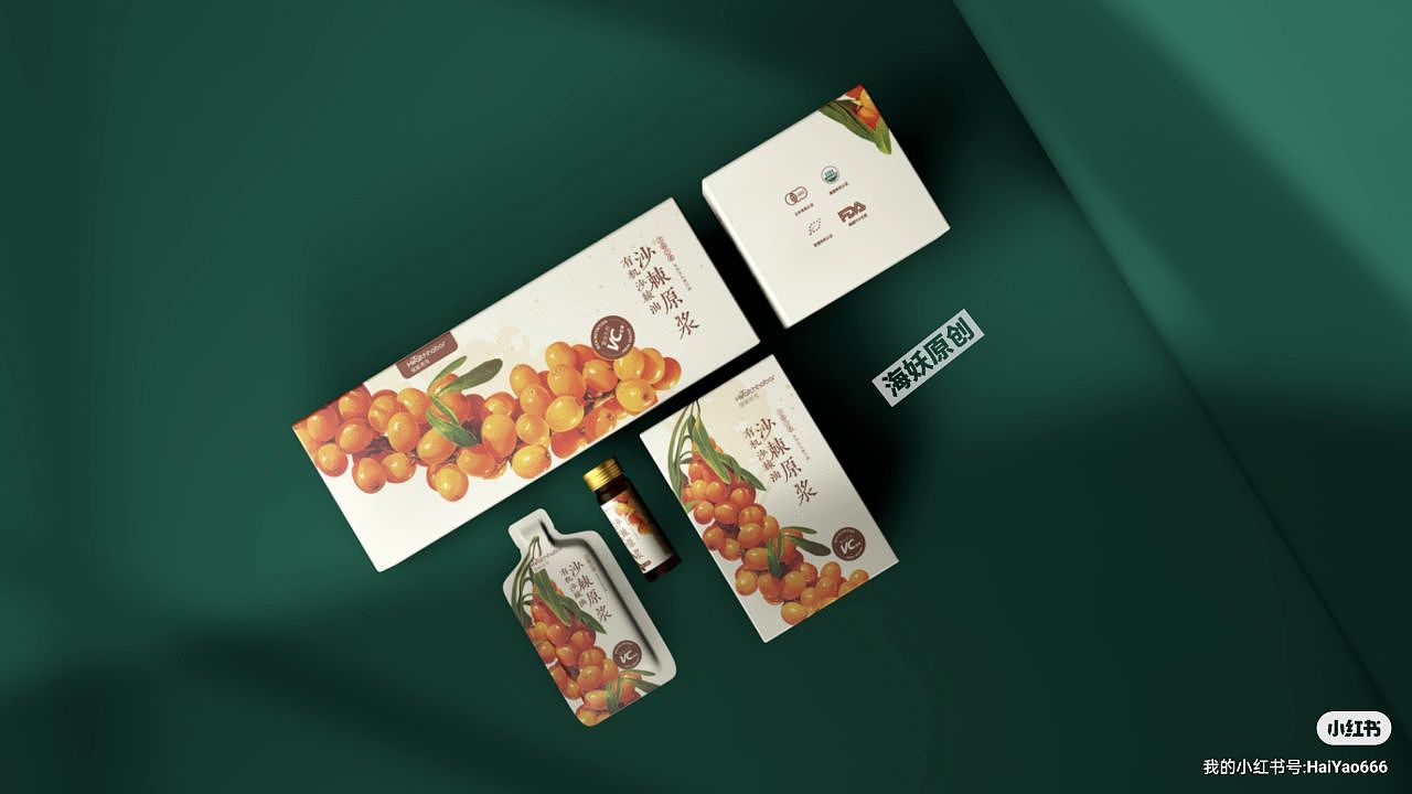 ｛原创｝沙棘果水果食品包装礼盒手绘插画设计