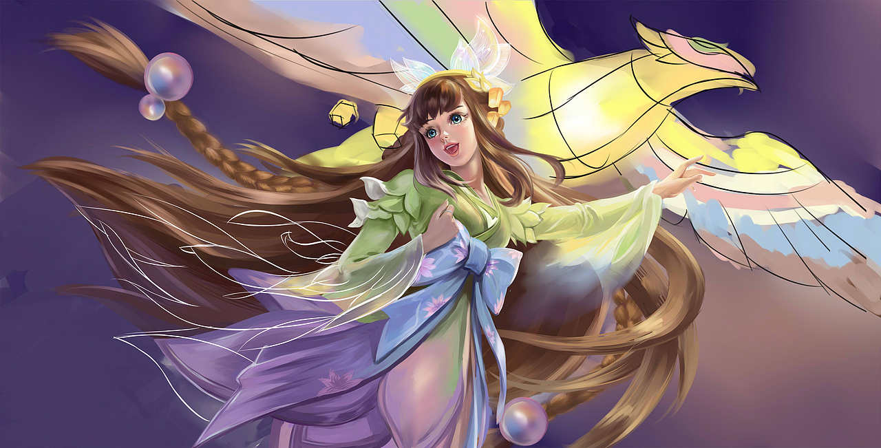 王者荣耀-娜可露露皮肤-晚萤-插画练习