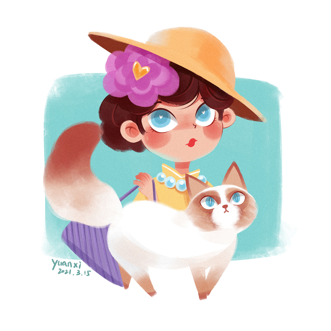 【儿童插画】猫咪少女_布偶猫