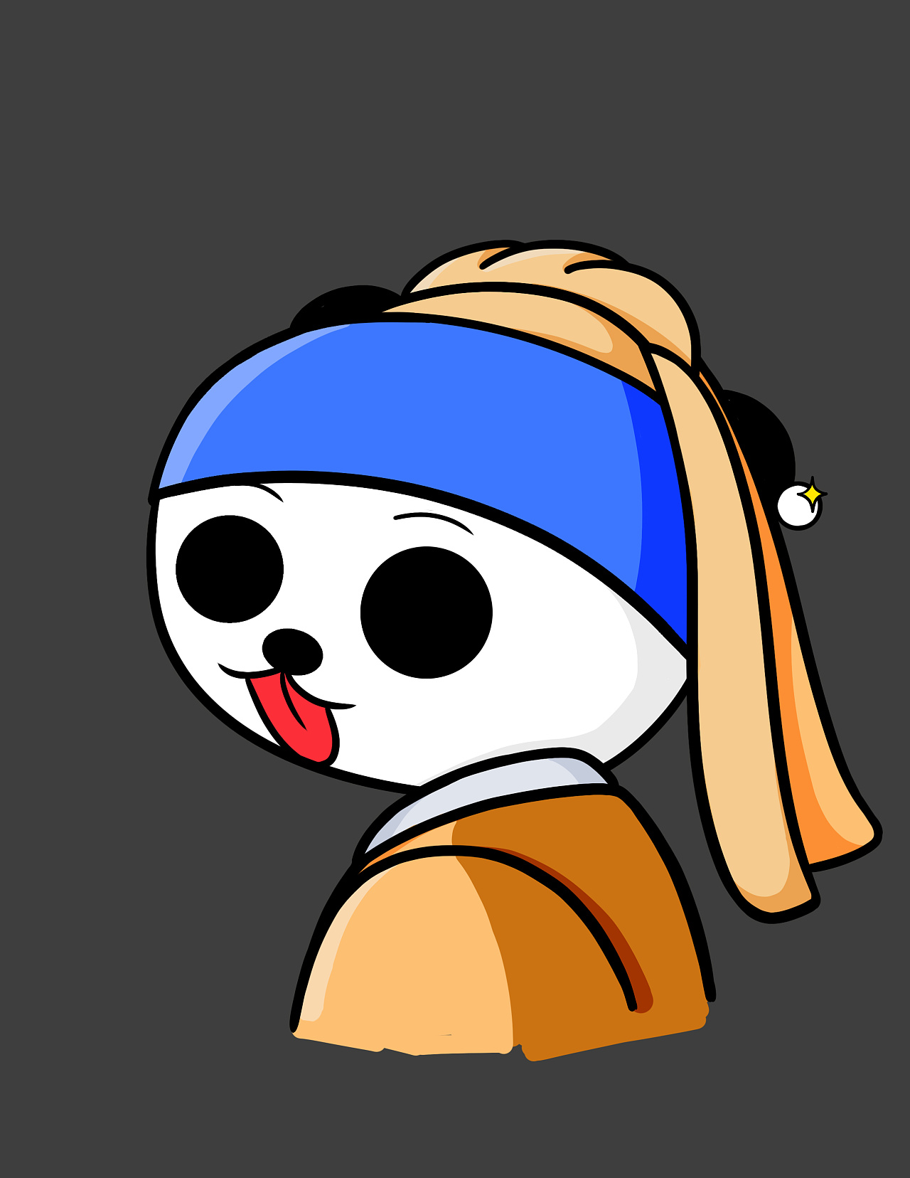 戴珍珠耳环的熊猫