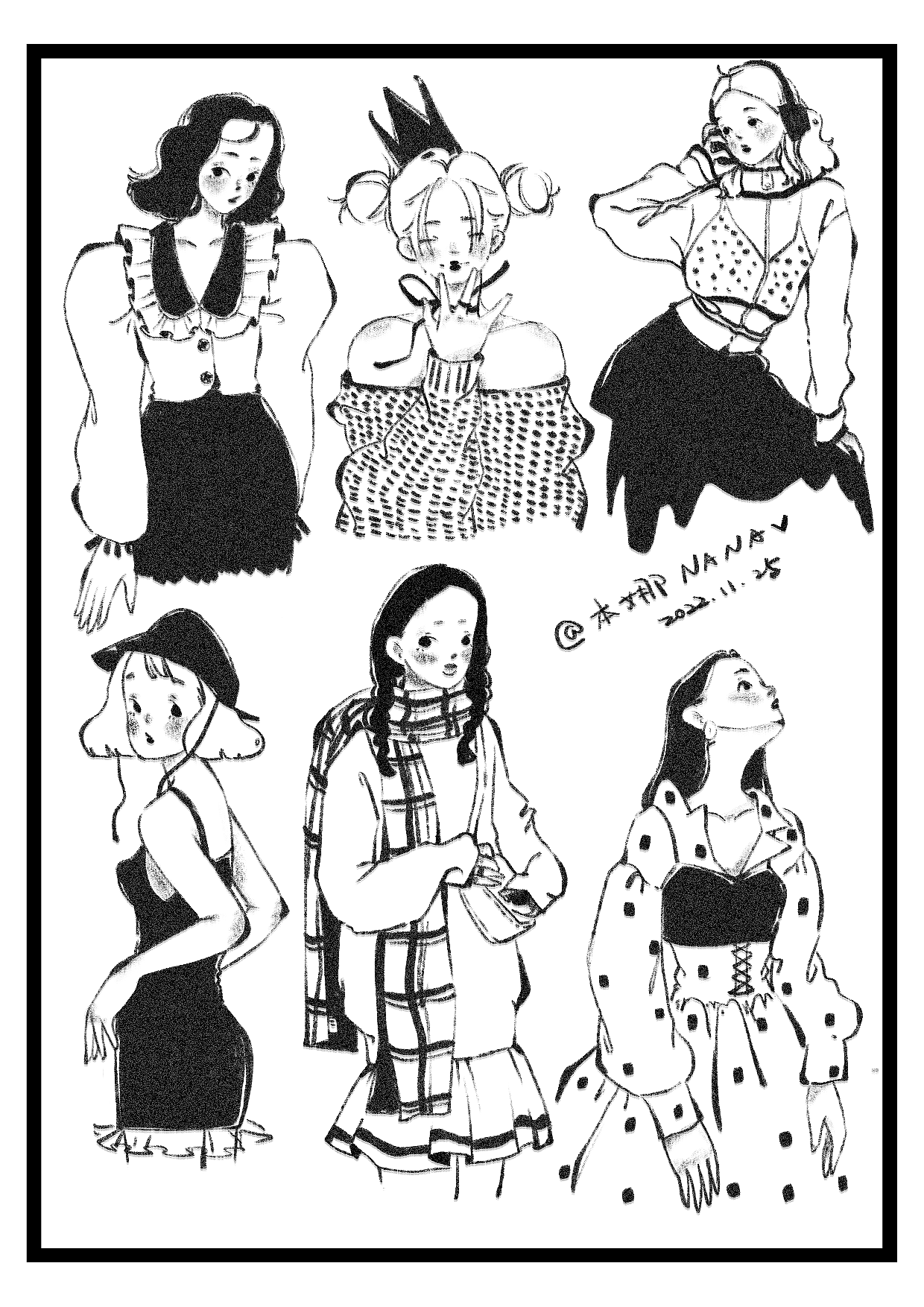 少女速写（合集）（图ZMzI3MTkwNTMy） - 创作习作 - 站酷设计师本娜NANA原创素材 - 站酷ZCOOL