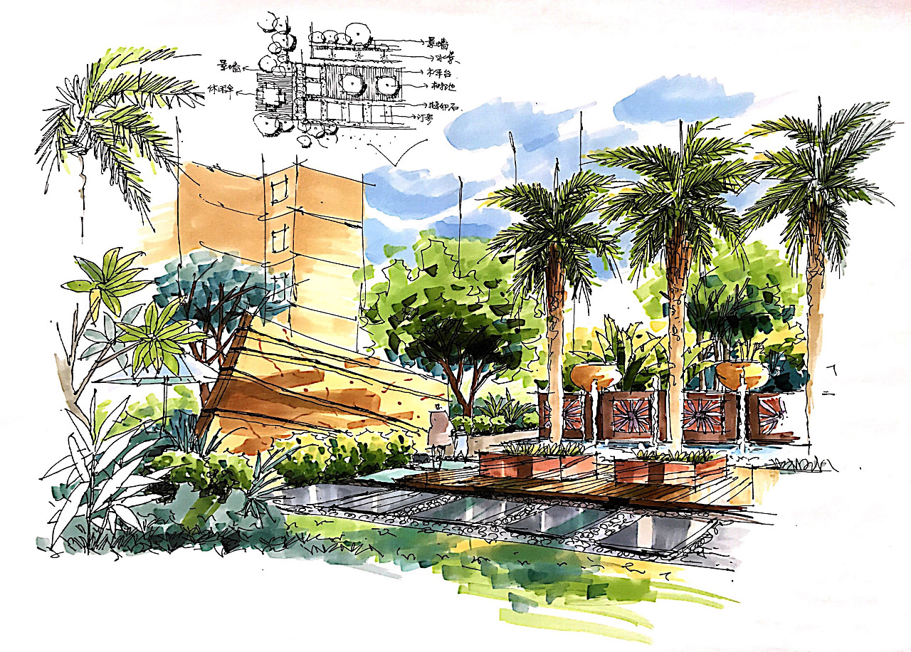 环境デザインイラスト/景观手绘|空间|景观设计|nestfei - 临摹作品