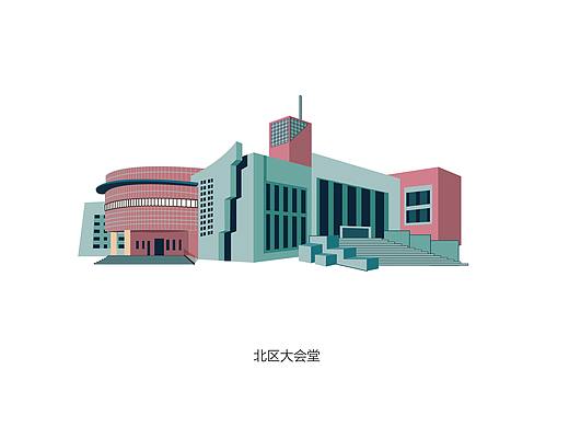 石河子大学建筑剪影概括