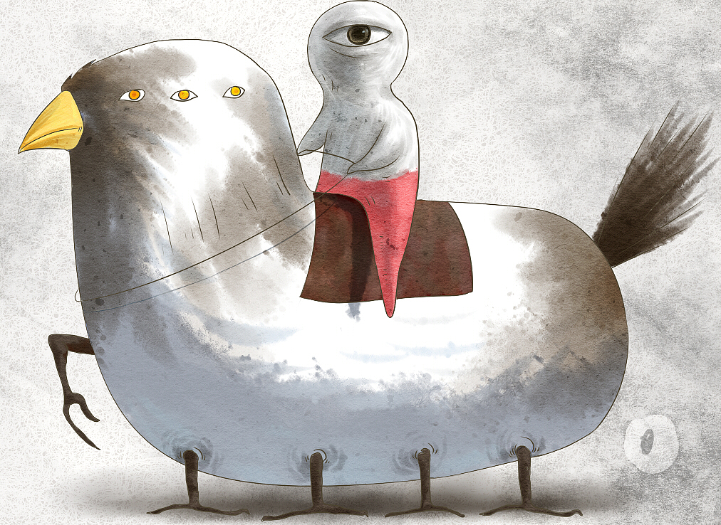 他看见一座山，山上开满了儿时的记忆，他准备赶过去