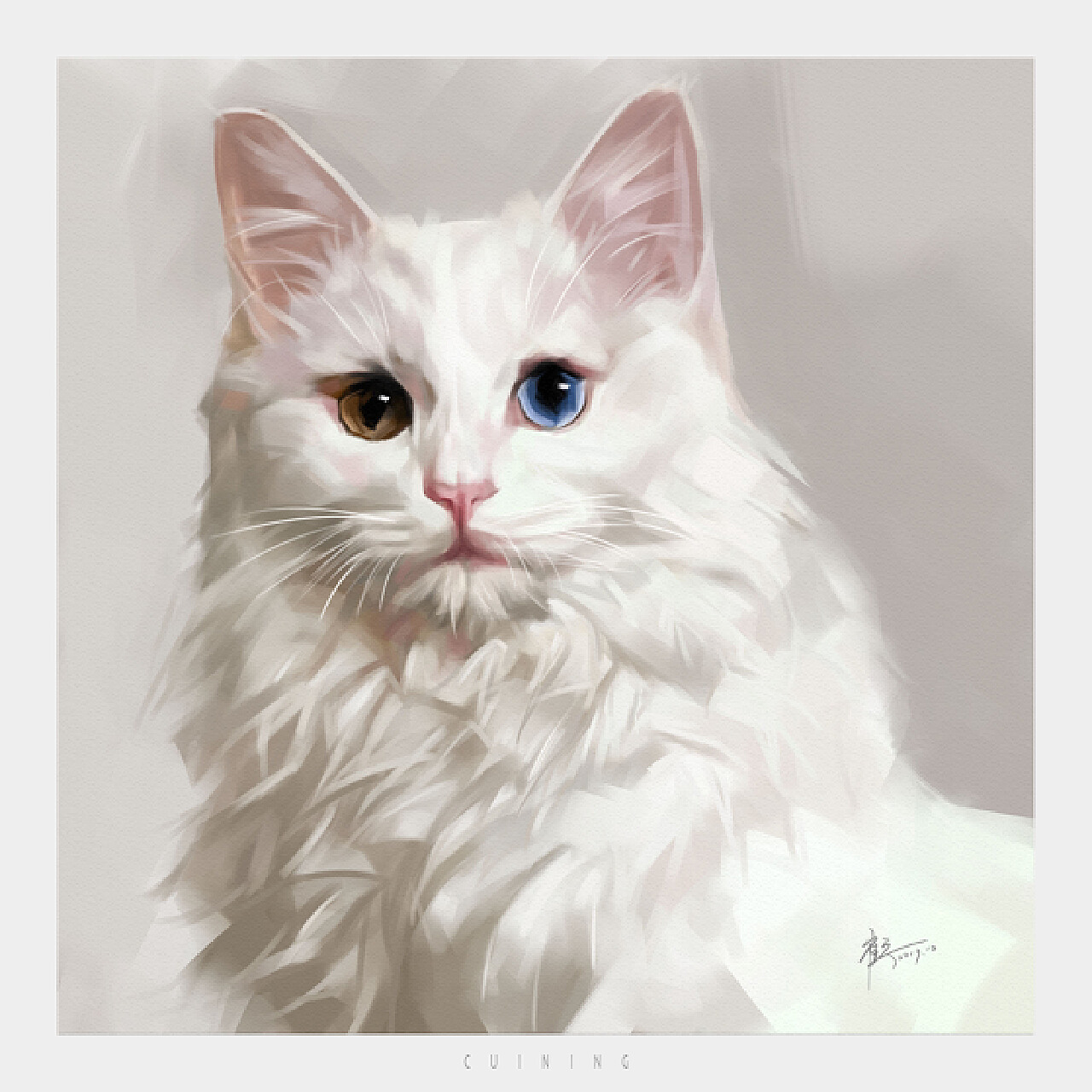 招きポーズをする白猫 | 無料イラスト＆かわいいフリー素材集 ねこ画伯コハクちゃん