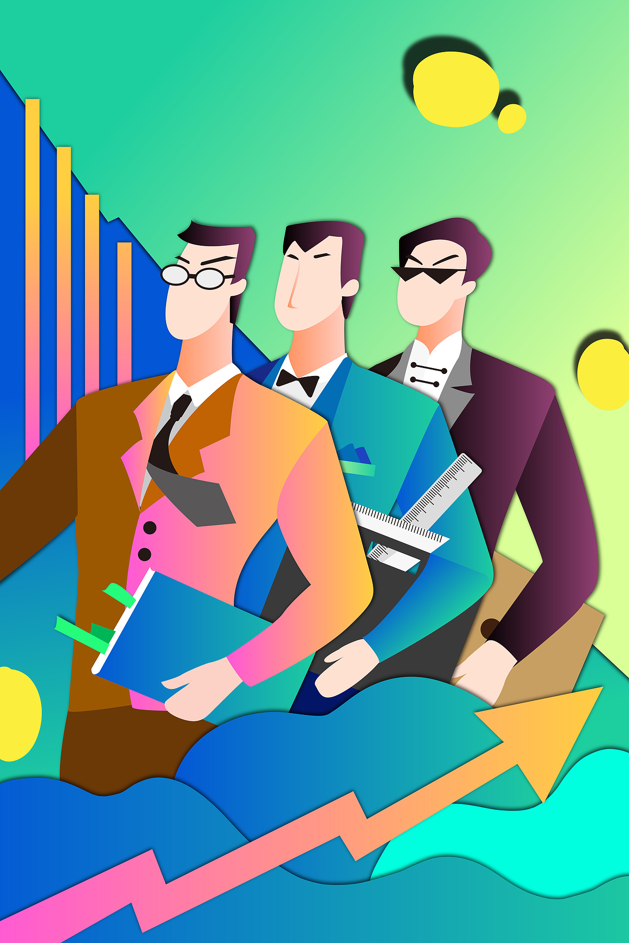 金融商务风格手绘插画