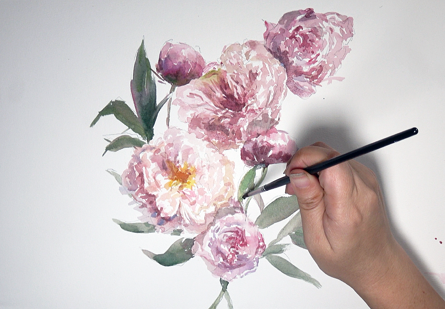 花两支（水彩绘画）（图ZMTgyNjgyMTY0） - 绘画 - 站酷设计师萃艺博课堂原创素材 - 站酷ZCOOL