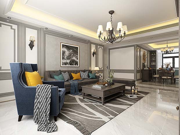 济南漫山香墅170平美式风格大平层装修案例