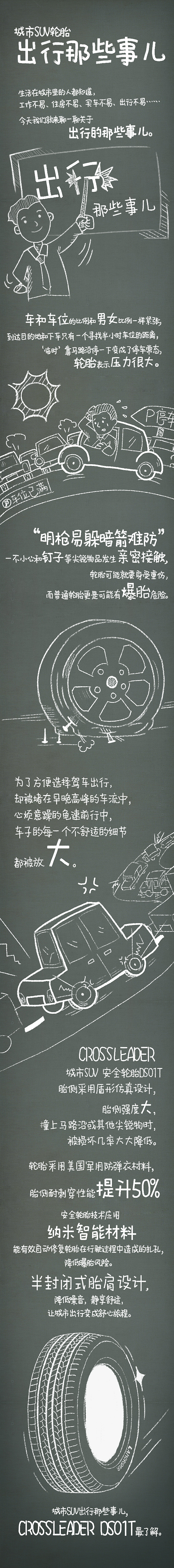 早期双星轮胎crossleader手绘营销长图