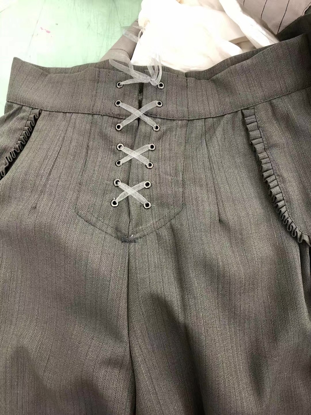 不对称外套 tuck阔腿裤