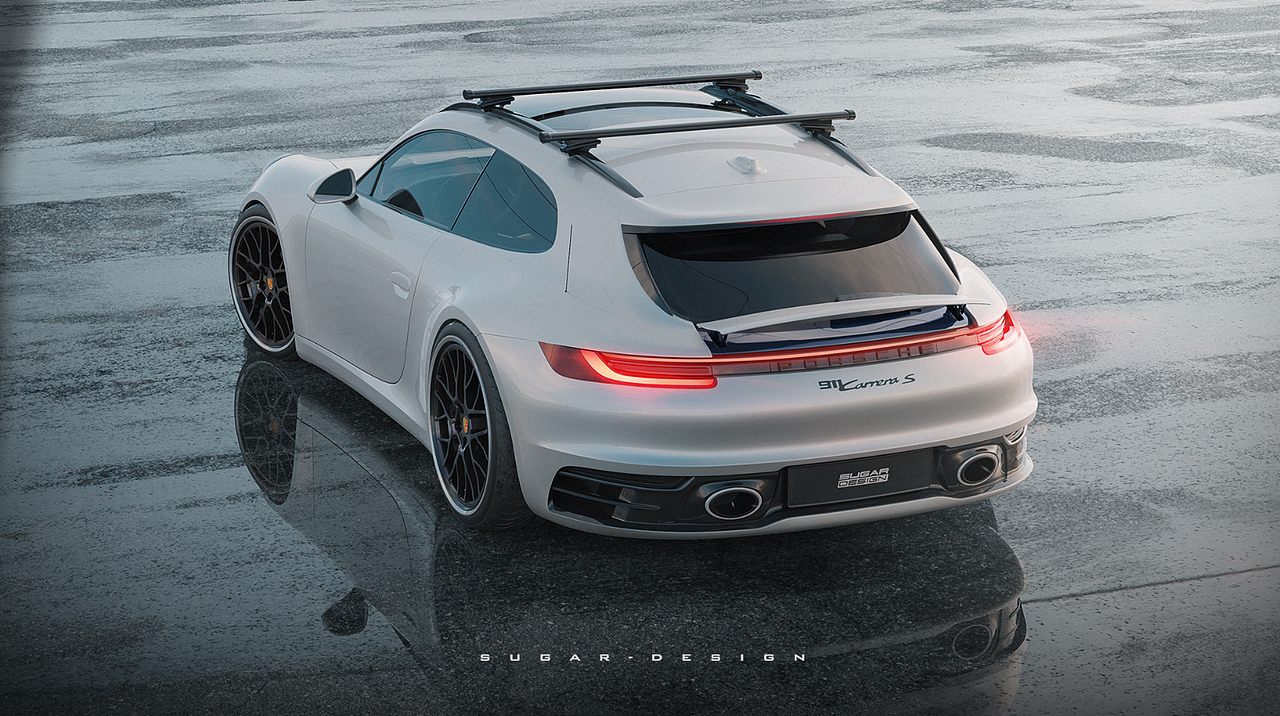 尾部的尾翼是当初设计的时候就想着要带的,太爱自动尾翼了!尾灯的话是PS画了一下,因为Keyshot渲染尾灯效果一般~