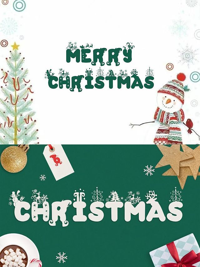 有趣的Merry Christmas字体设计 圣诞节英文字体设计