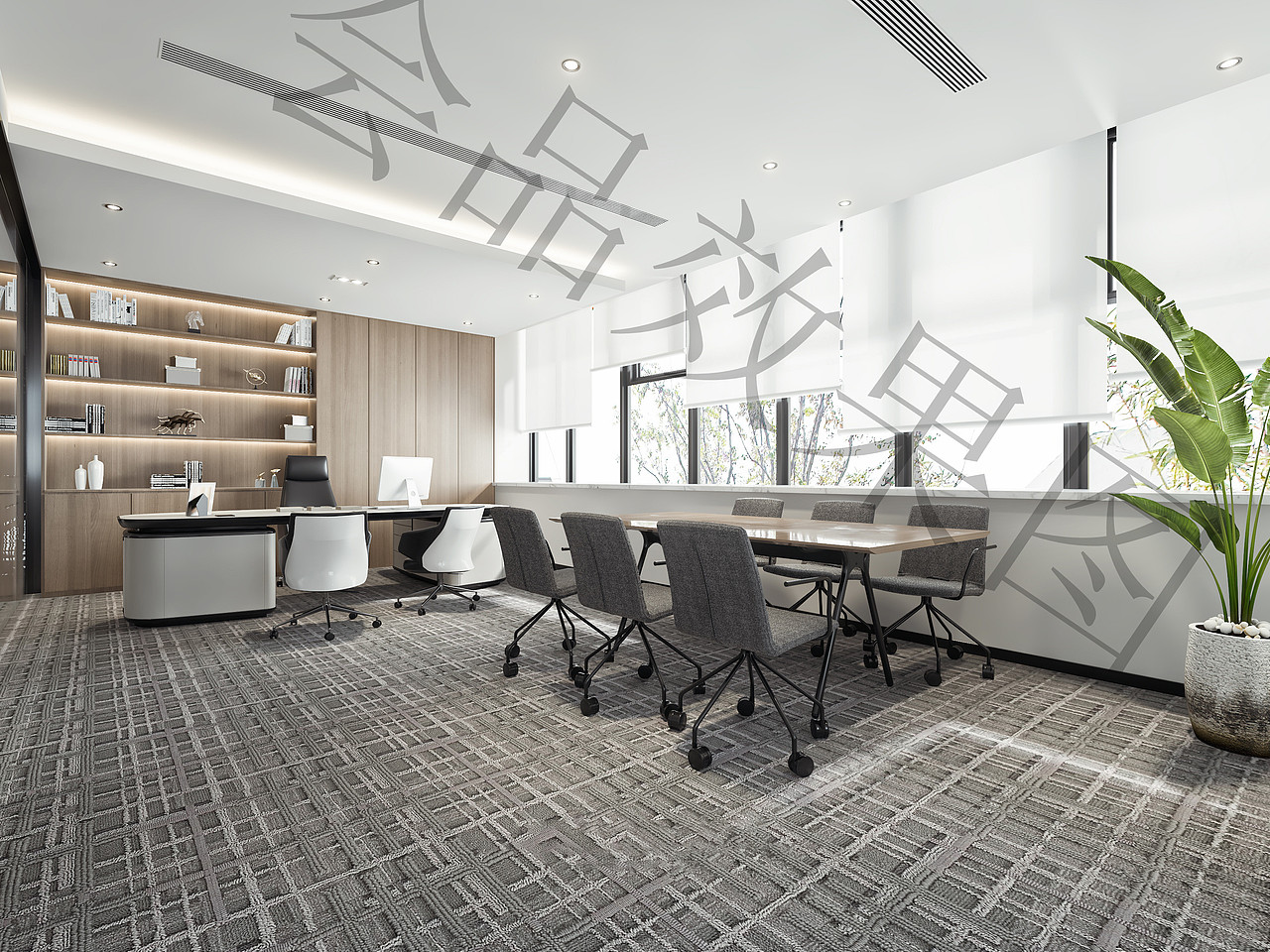 办公室来一波（图ZMjE1ODg5NTY0） - 家装设计 - 站酷设计师会品效果图圆圆原创素材 - 站酷ZCOOL