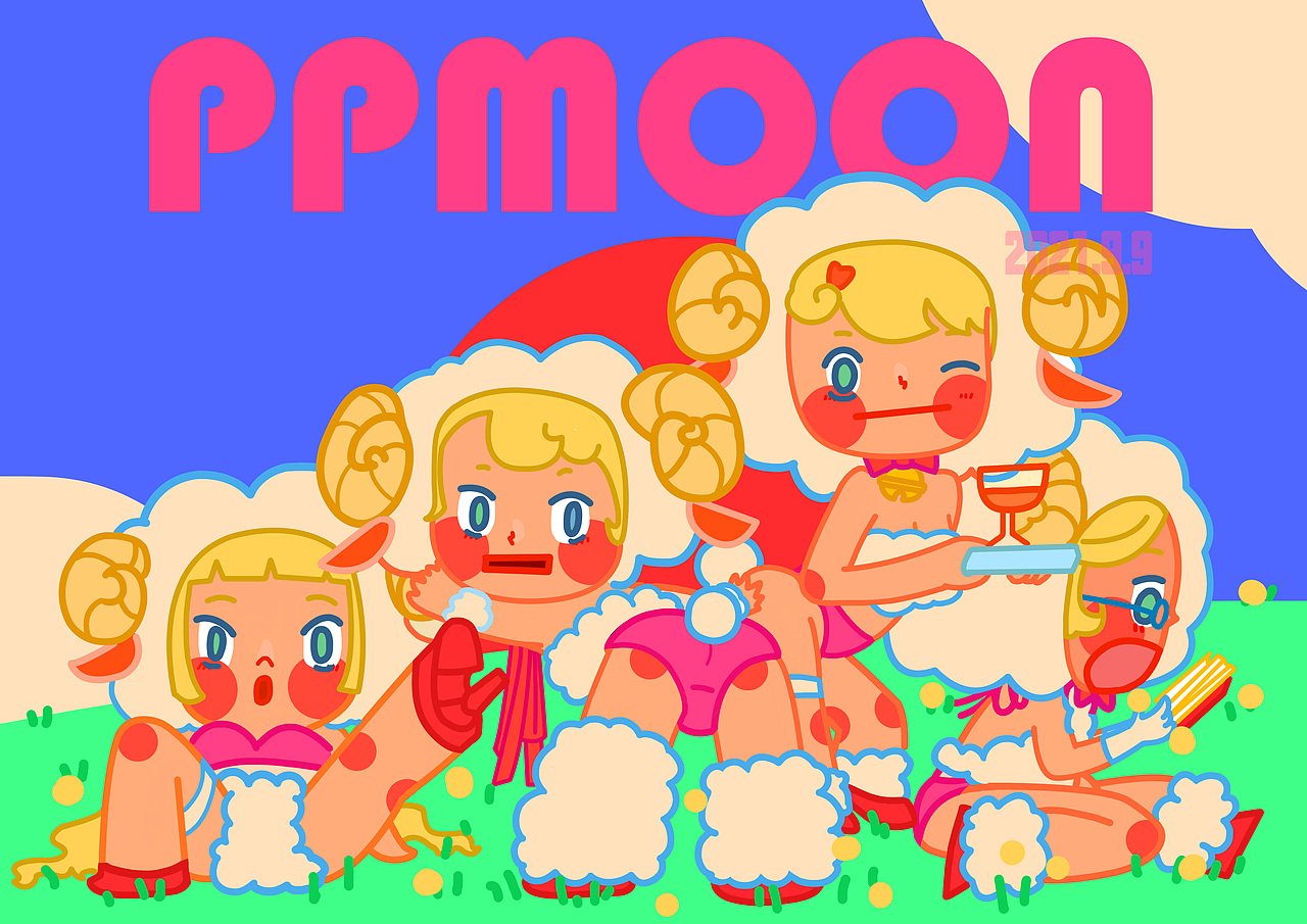 羊羊小姐妹重新绘制（图ZMjgxNzU3MTQ4） - 艺术插画 - 站酷设计师PPMOON原创素材 - 站酷ZCOOL