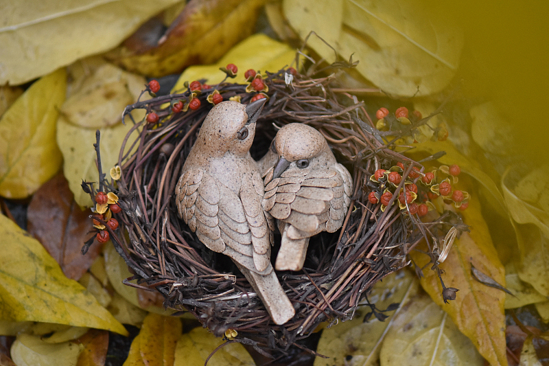 天禽 对鸟 陶瓷摆件 礼品工艺品